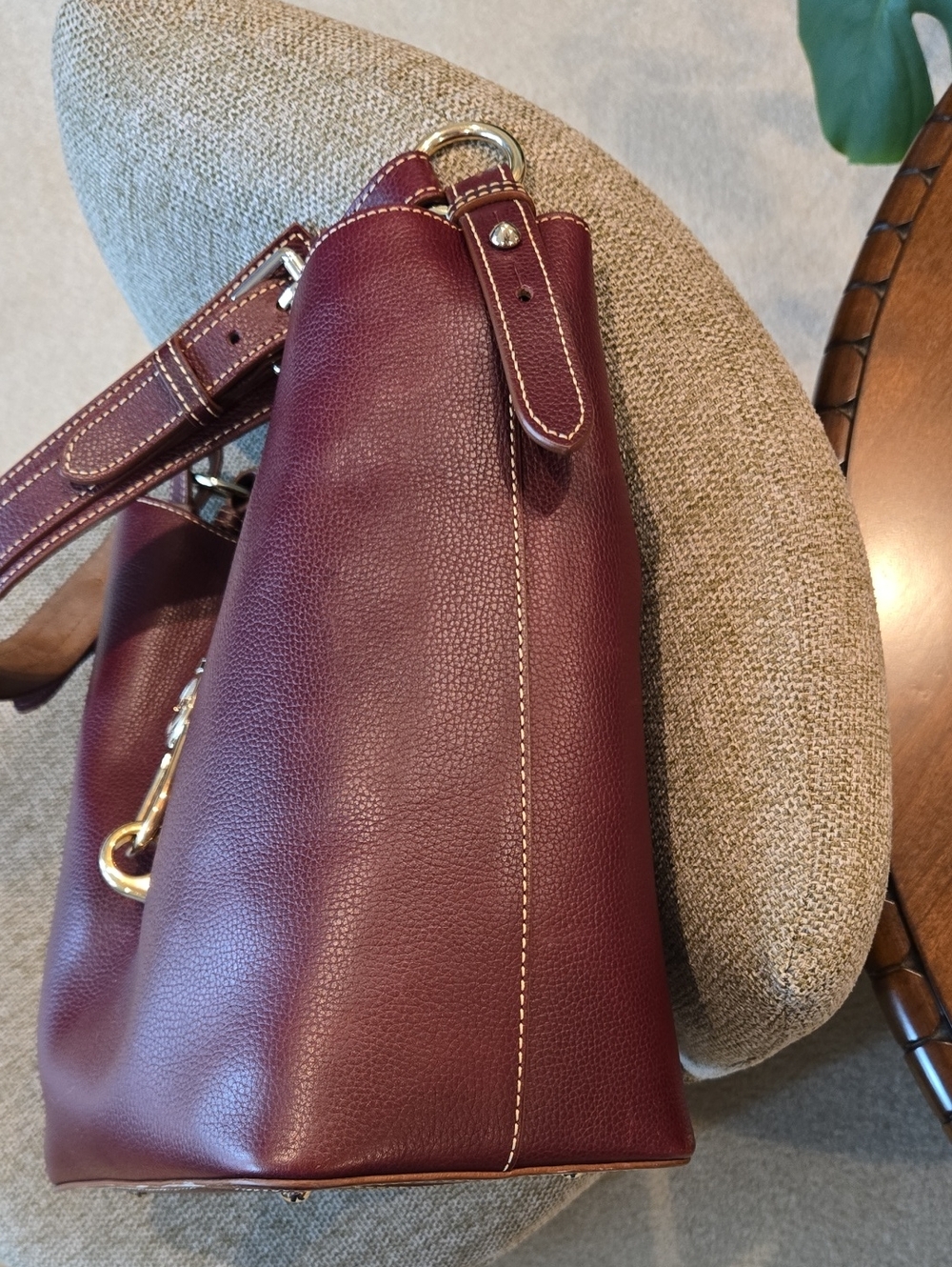 Dooney & Bourke Burgundy Lilly Leather Bucket Bag - Picture 6 of 14